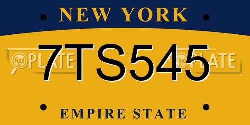 7TS545 New York License Plate