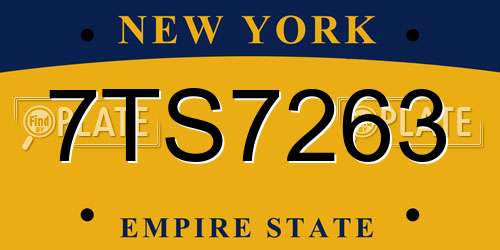 7TS7263 New York License Plate