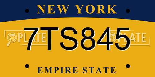 7TS845 New York License Plate
