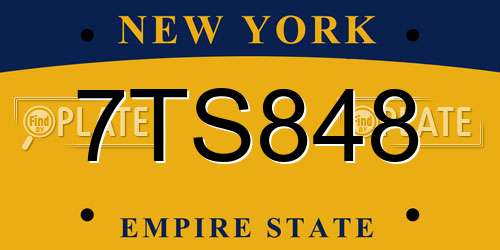 7TS848 New York License Plate