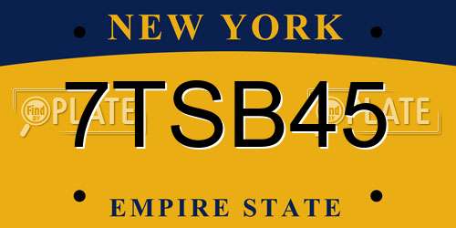 7TSB45 New York License Plate