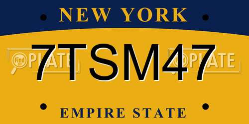 7TSM47 New York License Plate