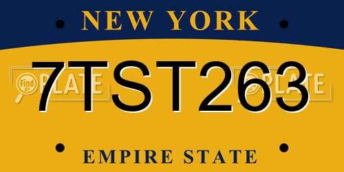 7TST263 New York License Plate