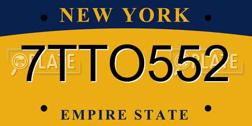 7TTO552 New York License Plate