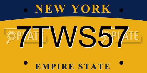 7TWS57 New York License Plate