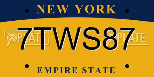 7TWS87 New York License Plate