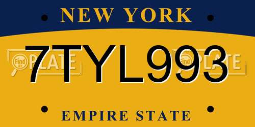7TYL993 New York License Plate