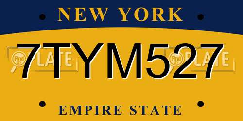 7TYM527 New York License Plate