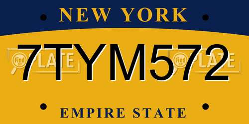 7TYM572 New York License Plate
