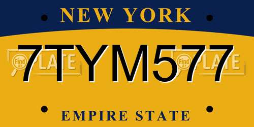 7TYM577 New York License Plate