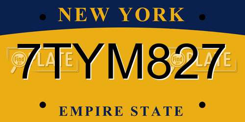 7TYM827 New York License Plate