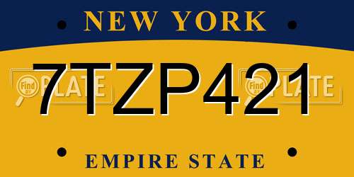 7TZP421 New York License Plate