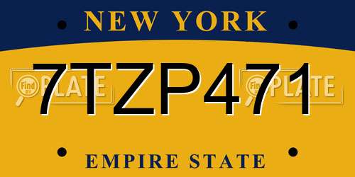 7TZP471 New York License Plate