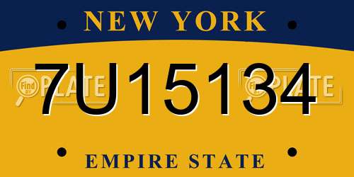 7U15134 New York License Plate