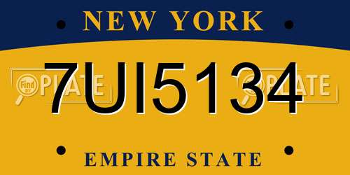 7UI5134 New York License Plate