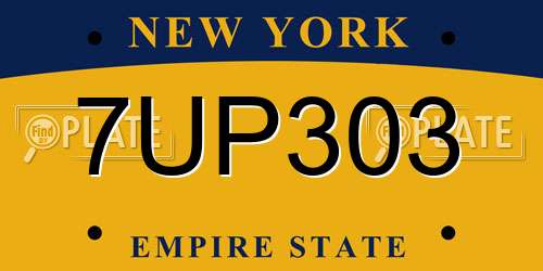 7UP303 New York License Plate