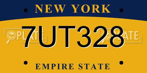7UT328 New York License Plate