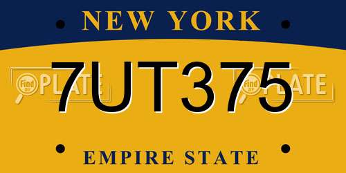 7UT375 New York License Plate