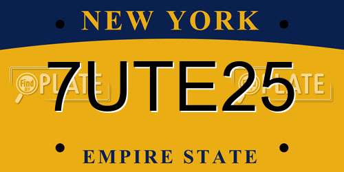 7UTE25 New York License Plate