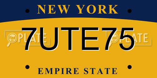 7UTE75 New York License Plate