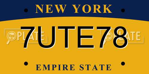 7UTE78 New York License Plate