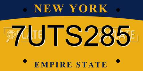 7UTS285 New York License Plate