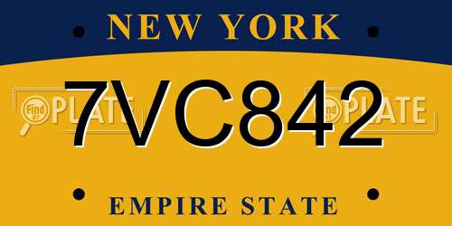 7VC842 New York License Plate