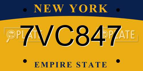 7VC847 New York License Plate