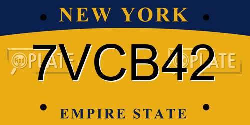 7VCB42 New York License Plate