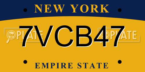 7VCB47 New York License Plate