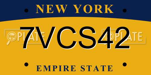 7VCS42 New York License Plate
