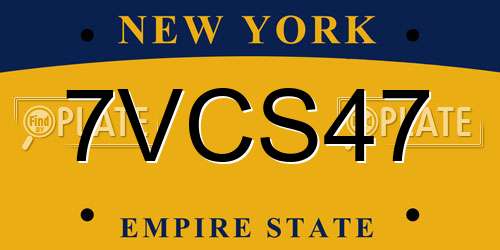 7VCS47 New York License Plate