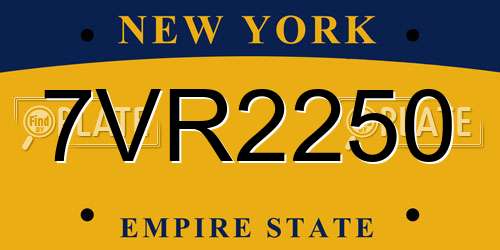7VR2250 New York License Plate