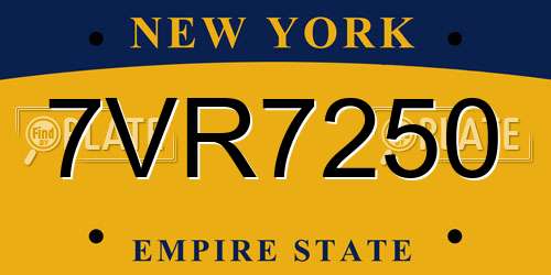7VR7250 New York License Plate