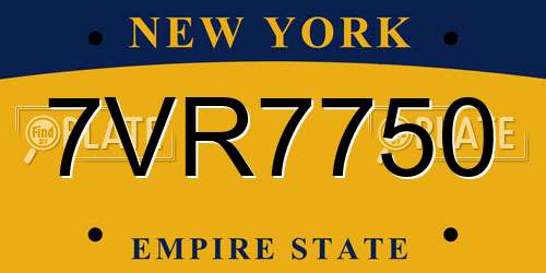 7VR7750 New York License Plate