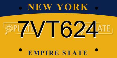 7VT624 New York License Plate