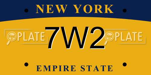 7W2 New York License Plate