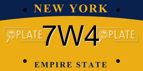 7W4 New York License Plate