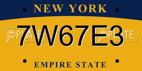 7W67E3 New York License Plate