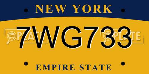 7WG733 New York License Plate