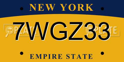7WGZ33 New York License Plate