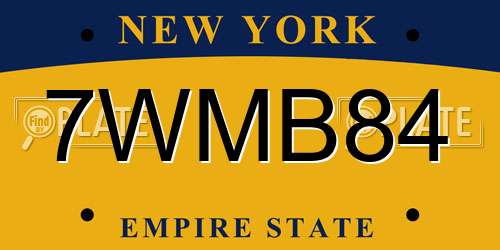 7WMB84 New York License Plate