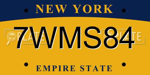 7WMS84 New York License Plate