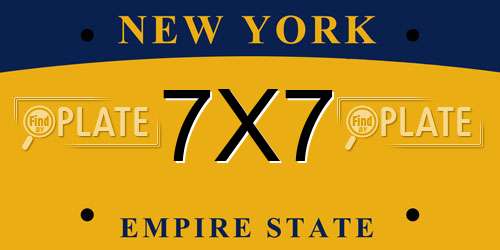 7X7 New York License Plate