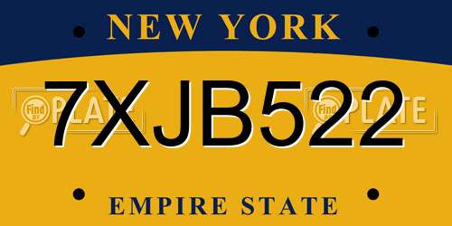 7XJB522 New York License Plate