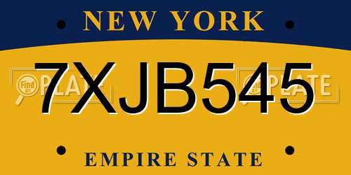 7XJB545 New York License Plate