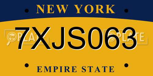 7XJS063 New York License Plate