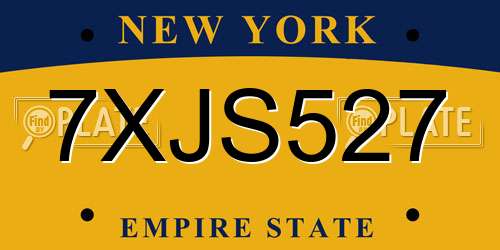7XJS527 New York License Plate