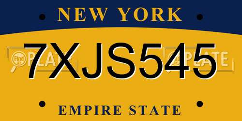 7XJS545 New York License Plate