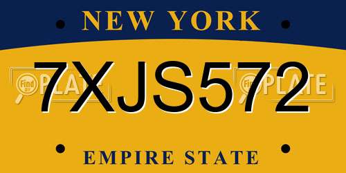 7XJS572 New York License Plate